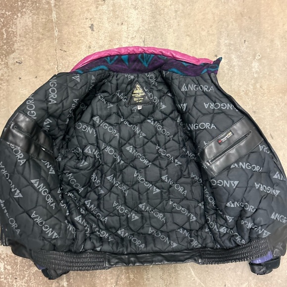 Vintage angora parchwork Racing genuine Leather Jacket - Picture 7 of 11